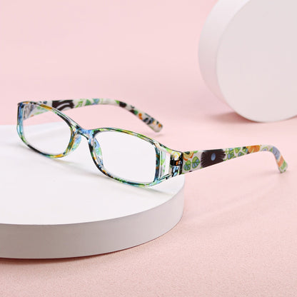 9 Pack Vintage Floral Square Frame Reading Glasses for Women, Lightweight Stylish Readers with Flower-Embellished Frames for Office & Everyday Use, Perfect Gift Set