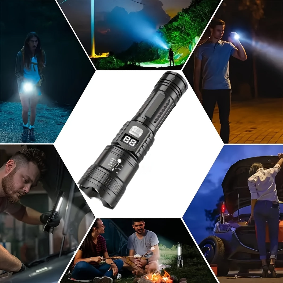 Rechargeable LED Flashlight 4-Pack - Super Bright Zoomable Spotlight, USB Charging, Long Range Tactical Work Light for Camping, Hiking, Emergency & Outdoor Survival, High-Power LED Torch Set