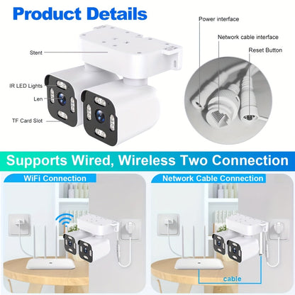 Dual Lens PTZ Security Camera Outdoor WiFi – 360° Pan Tilt Zoom 5MP, 10x Electric Zoom, Motion Detection, Two-Way Audio, Siren Alarm, Color Night Vision, App Control, Home Surveillance Camera