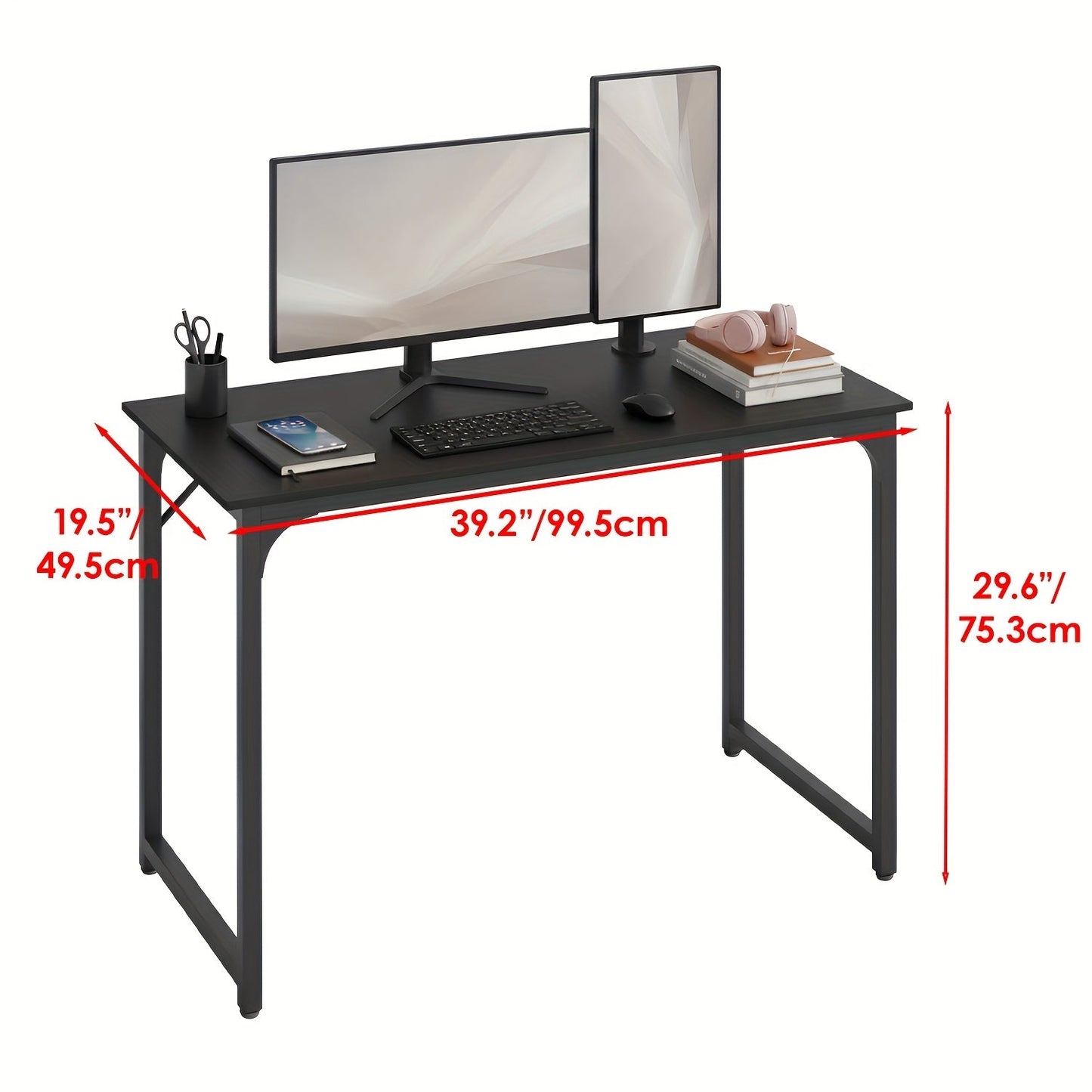 Computer Desk 32/39/47 Inch – Modern Writing & Gaming Desk with Sturdy Metal Frame, Home Office Study Workstation for PC, Laptop & Monitor Setup, 3 Size Options