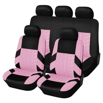 Full Enclosure 5-Seat Car Seat Covers with Tire Track Design – Universal Fit for Most Cars & SUVs, Breathable Fabric, Front & Rear Seat Protection, Stylish Auto Interior Accessories in Multiple Colors