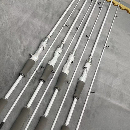 Carbon Fiber Fishing Rod Casting & Spinning Fast Action Sensitive Tip EVA Grip for Freshwater Saltwater Bass Fishing – 165cm 180cm 210cm, Lightweight High-Power White Fishing Pole