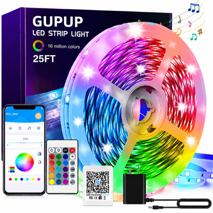 RGB LED Strip Lights App Remote Control Music Sync Dimmable Color Changing Timing – Smart LED Lights for Bedroom Living Room Game Room Decor 16.4FT to 200FT