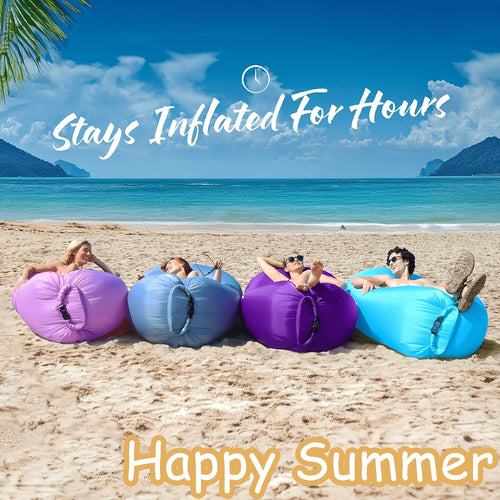 Foldable Inflatable Sofa Lounge Chair Portable Lazy Air Sofa for Camping Beach Music Festivals Outdoor Gatherings Quick Inflation Adults Purple Blue Green Black Red Yellow Orange