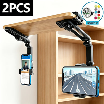 Car Phone Holder Mount 2-Pack Multi-Functional Universal Fit - Dashboard, Windshield & Air Vent Cell Phone Stand for Navigation, Compatible with iPhone & Android, Great Car Gift