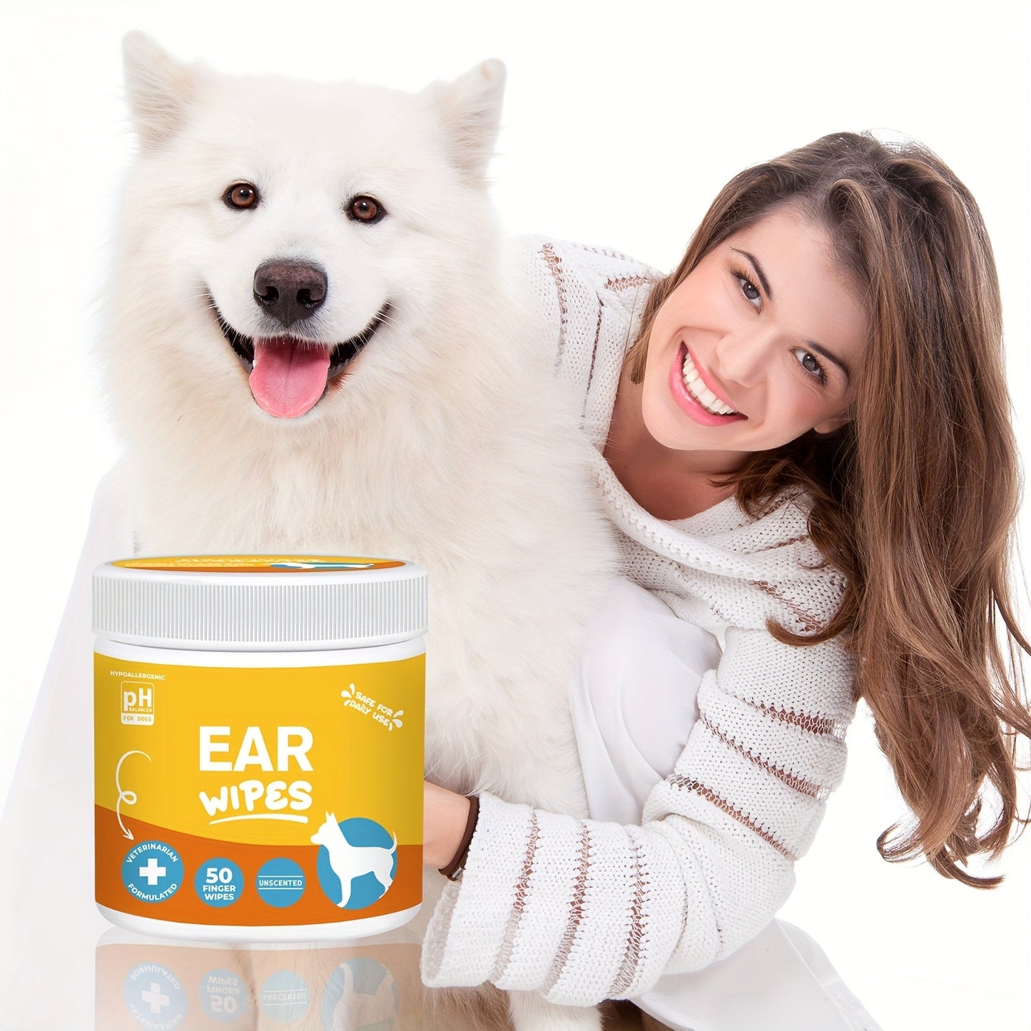 Dog Ear Cleaner Wipes with Finger Wipe Design - Soothing Deodorizing Itch Relief Coconut Scent Pet Ear Cleaning Wipes for All Dog Breed Sizes, Gentle and Easy to Use at Home