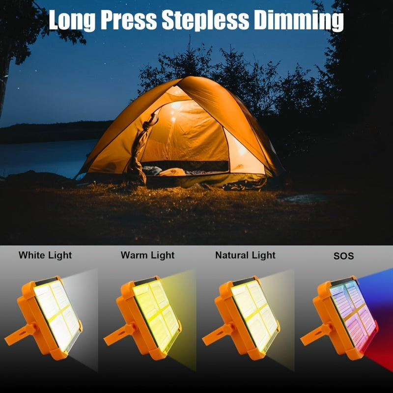 Solar LED Work Light 2000 Lumens with Magnetic Hook – Solar & USB Dual Charging, Adjustable Brightness Rechargeable Spotlight for Camping, Hiking & Outdoor Use – Available in 1, 2, 6 & 10 Pack