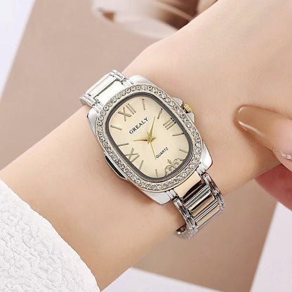 Women's Elegant Oval Dial Quartz Watch with Roman Numerals – Classic Analog Dress Watch with Alloy Band in 7 Colors, Perfect Gift for Women, Birthday, Anniversary & Holiday