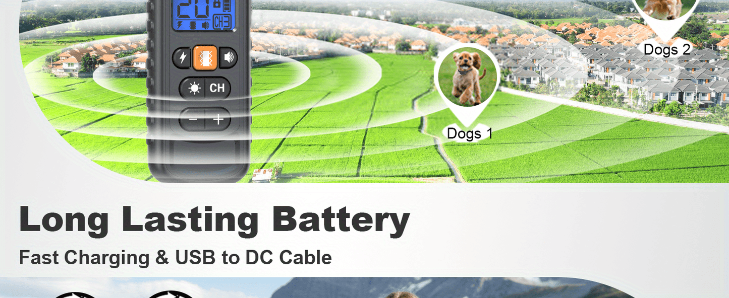 Dog Training Collar with Remote 3300ft Range – Rechargeable E-Collar for 5-120 Lb Dogs, 3 Training Modes Beep Vibration & Safe Shock, Waterproof Dog Shock Collar for Small Medium Large Breeds