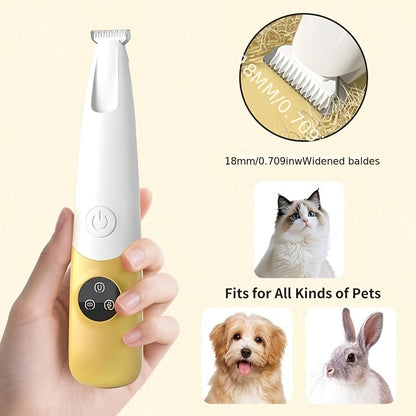 Cordless Quiet Dog Paw Trimmer with LED Light – Low-Noise Rechargeable Pet Hair Clipper for Paws, Face & Ears, Suitable for Small Dogs & Cats, Professional Grooming Tool