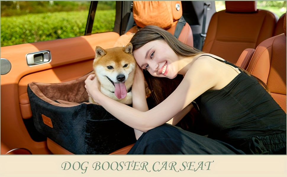 Dog Car Seat for Medium Large Dogs – Washable Memory Foam Pet Travel Car Bed with Seat Belt Pass-Through, Adjustable Straps & 3-Point Installation, Gray Black Brown All Black Black Gray