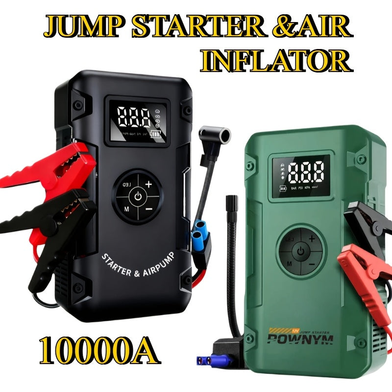 Car Jump Starter 10000A 7-in-1 with 150PSI Air Pump – Portable Battery Booster for Gas & Diesel Engines, High-Pressure Pump, Vehicle Emergency Kit, Power Bank