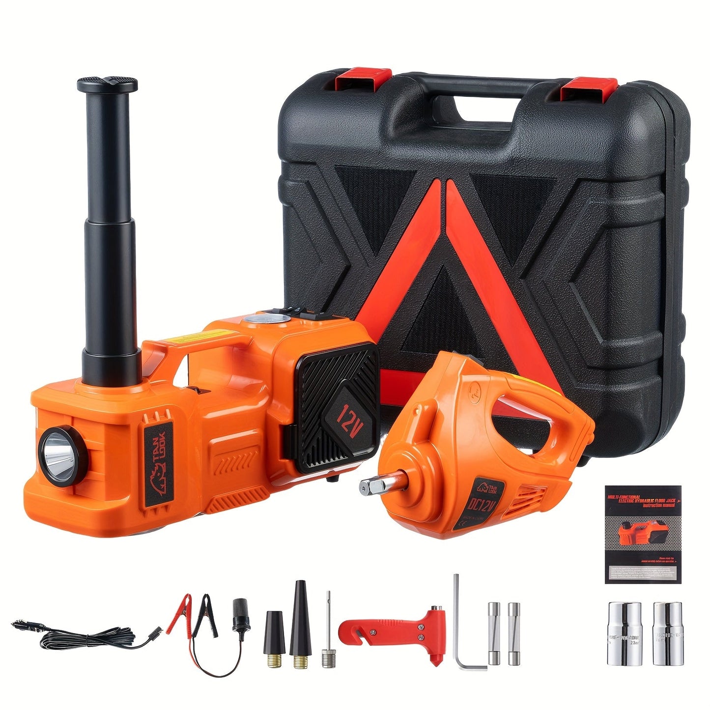 5 Ton Electric Hydraulic Car Jack with Built-in Air Pump - Portable Car Lift for SUV MPV Truck Tire Replacement & Garage Maintenance, Optional Electric Impact Wrench, Emergency Roadside Tool