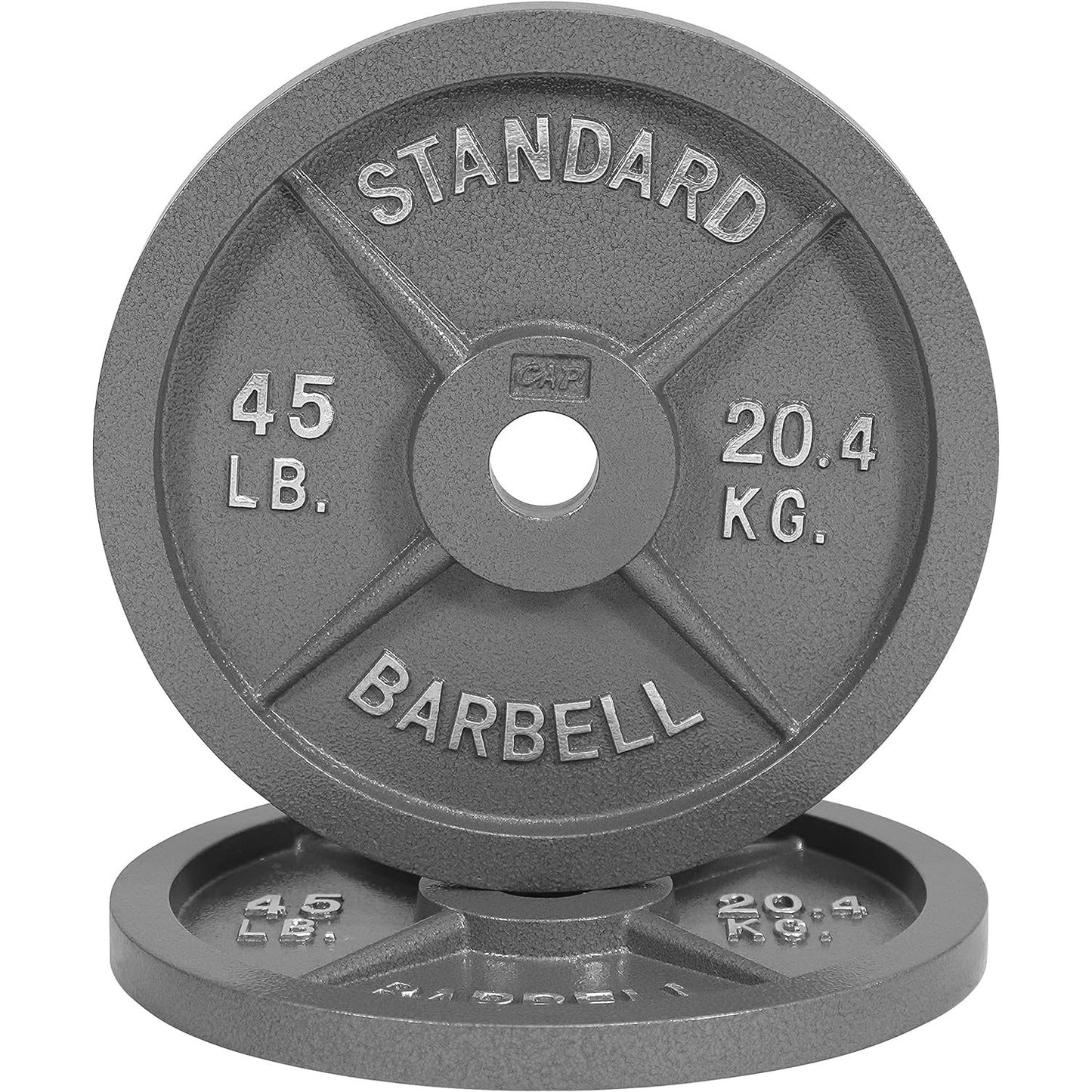 Cast Iron Weight Plates 2-Inch Olympic Solid Baked Enamel for Strength Training Powerlifting Bodybuilding Home Gym Barbell – 2.5 5 10 25 45 100LB CAPHAUS