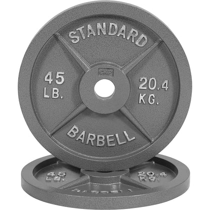Cast Iron Weight Plates 2-Inch Olympic Solid Baked Enamel for Strength Training Powerlifting Bodybuilding Home Gym Barbell – 2.5 5 10 25 45 100LB CAPHAUS