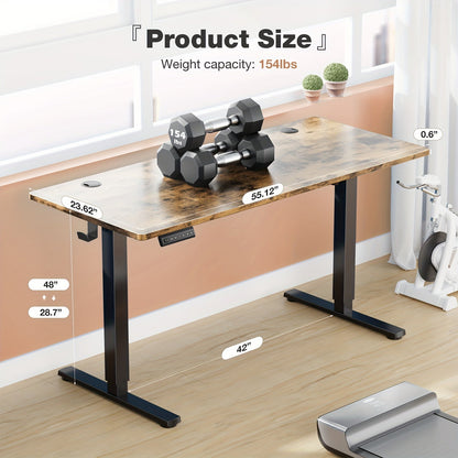 63 Inch Electric Standing Desk – Height Adjustable Sit-Stand PC Workstation with Wood Desktop, Home Office, Bedroom & Gaming Room Computer Work Table for Small Spaces