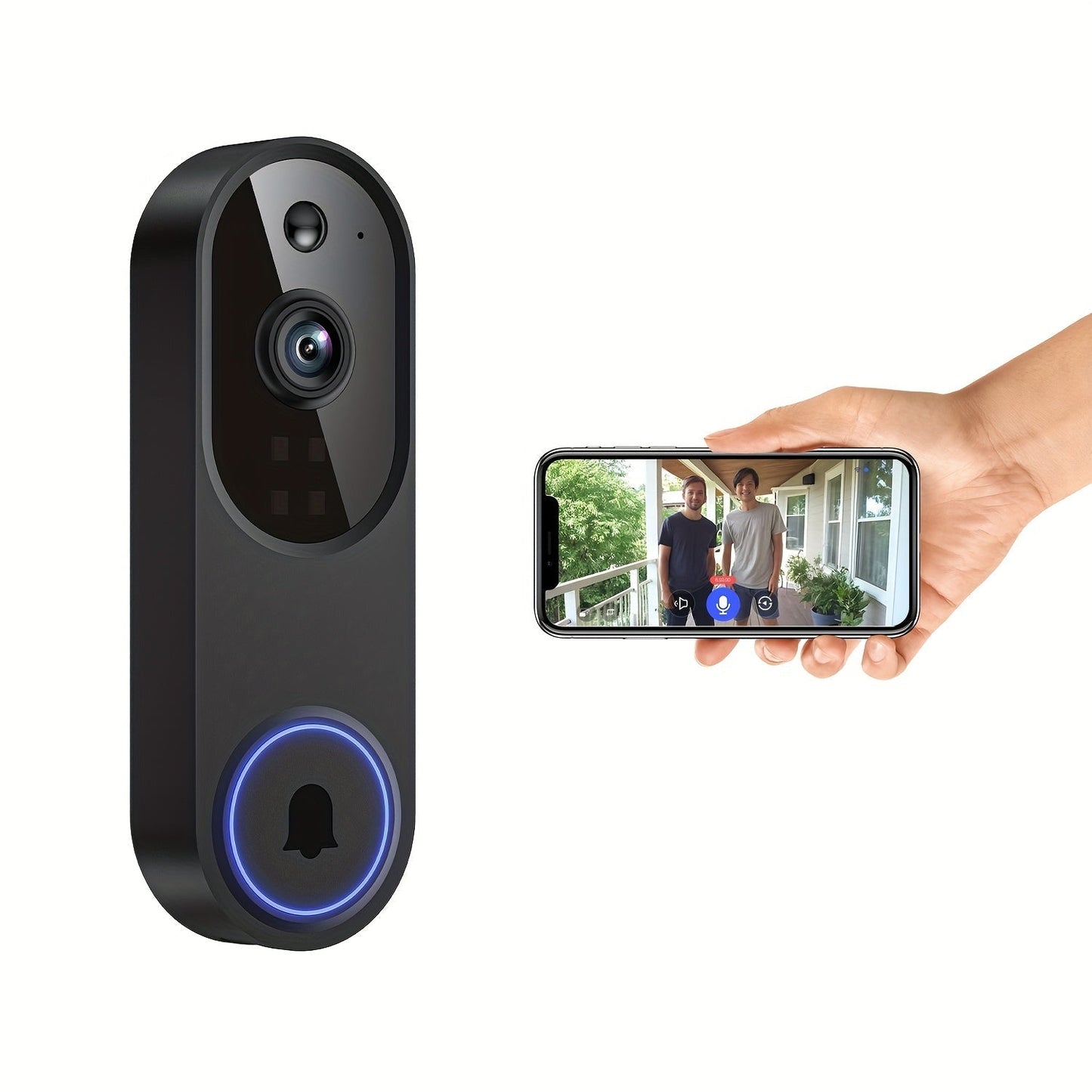 960P Smart Video Doorbell Wireless WiFi Camera – Two-Way Talk, Color Night Vision, AI Person & Vehicle Detection, 2.4G/5G WiFi, 3:4 Full View Screen, Real-Time Remote Monitoring for Home Security