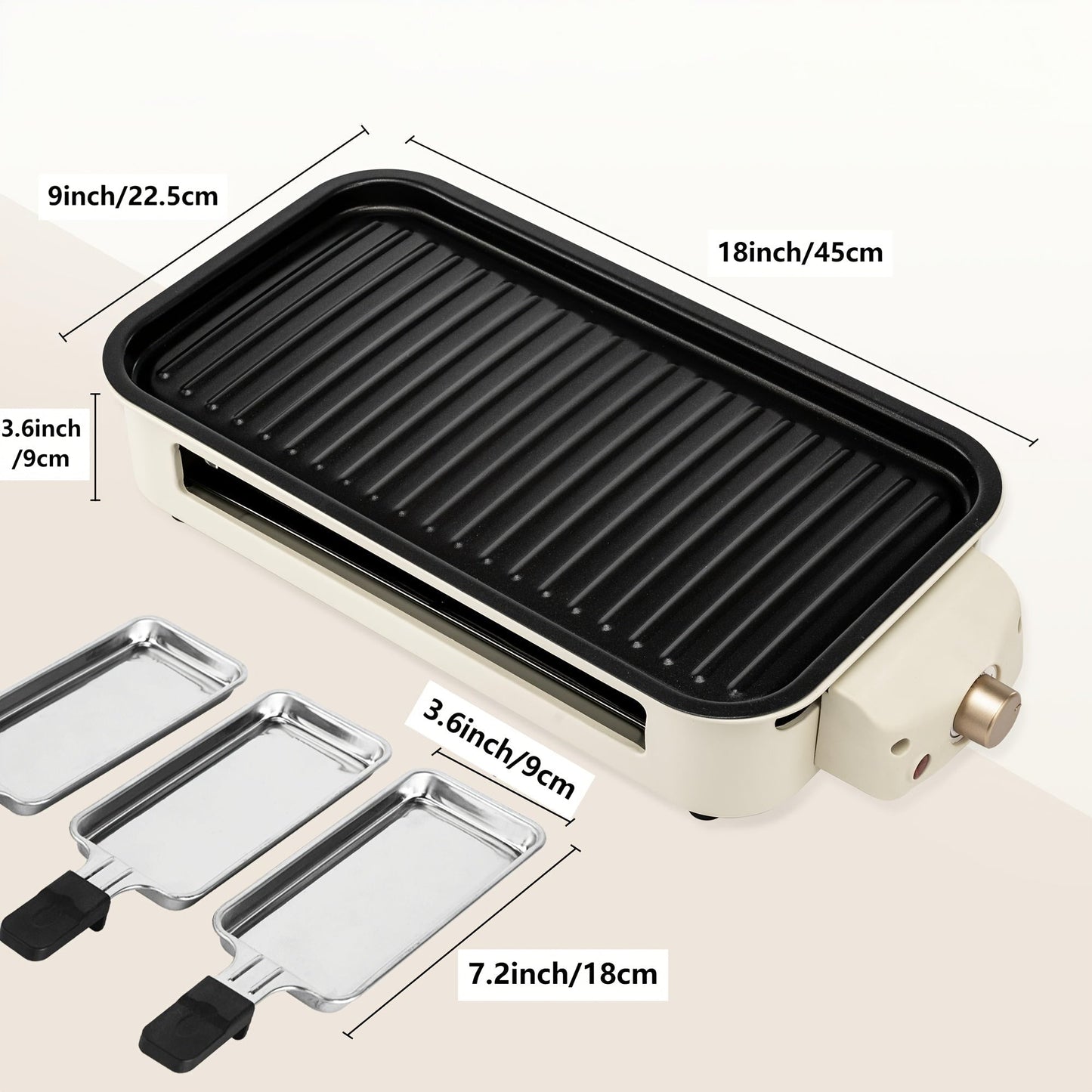 Indoor Electric Smokeless Grill with Raclette – 1700W Non-Stick BBQ Griddle, 3 Raclette Pans, Dishwasher Safe Stainless Steel, Adjustable Temp, Perfect for Home Cooking & Entertaining