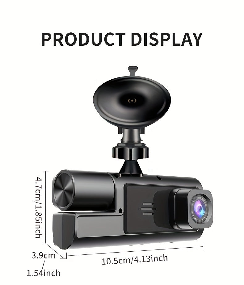 3 Channel Dash Cam 4K Front + 4K Interior + 1080P Rear with Free 32GB Card, Night Vision, G-Sensor, Wide Angle, Real-Time Recording & Parking Monitor – Velora