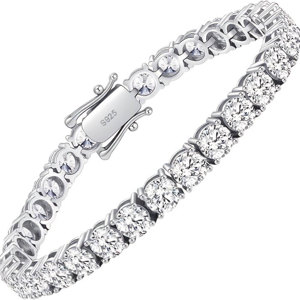 925 Sterling Silver Tennis Bracelet with Lab-Grown Cubic Zirconia – Round Cut, Unisex for Women & Men, 5 Sizes 6.5 to 8.5 Inch – Elegant Jewelry Gift