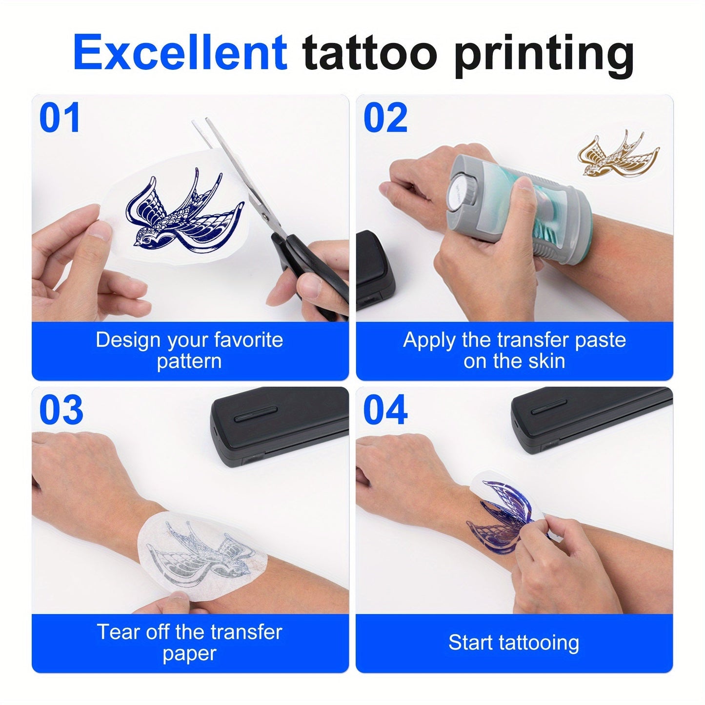 Portable Inkless Thermal Printer Wireless – D810B A4 & US Letter 8.5x11 Mobile Printer, 200 Sheets Per Charge, Compatible with iPhone Android & Laptop, for Home Office School Travel, Includes 20 Sheets