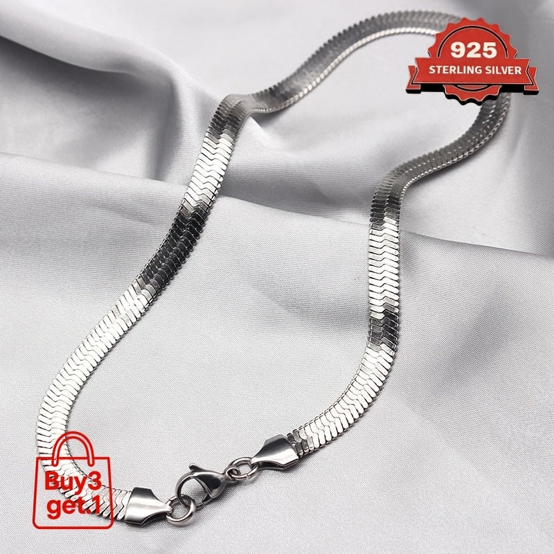 925 Sterling Silver Flat Snake Chain Necklace & Bracelet – 2D Sleek Stackable Design, Multiple Lengths, Gift Box Included, Perfect for Valentine's Day, Holidays & Everyday Layering