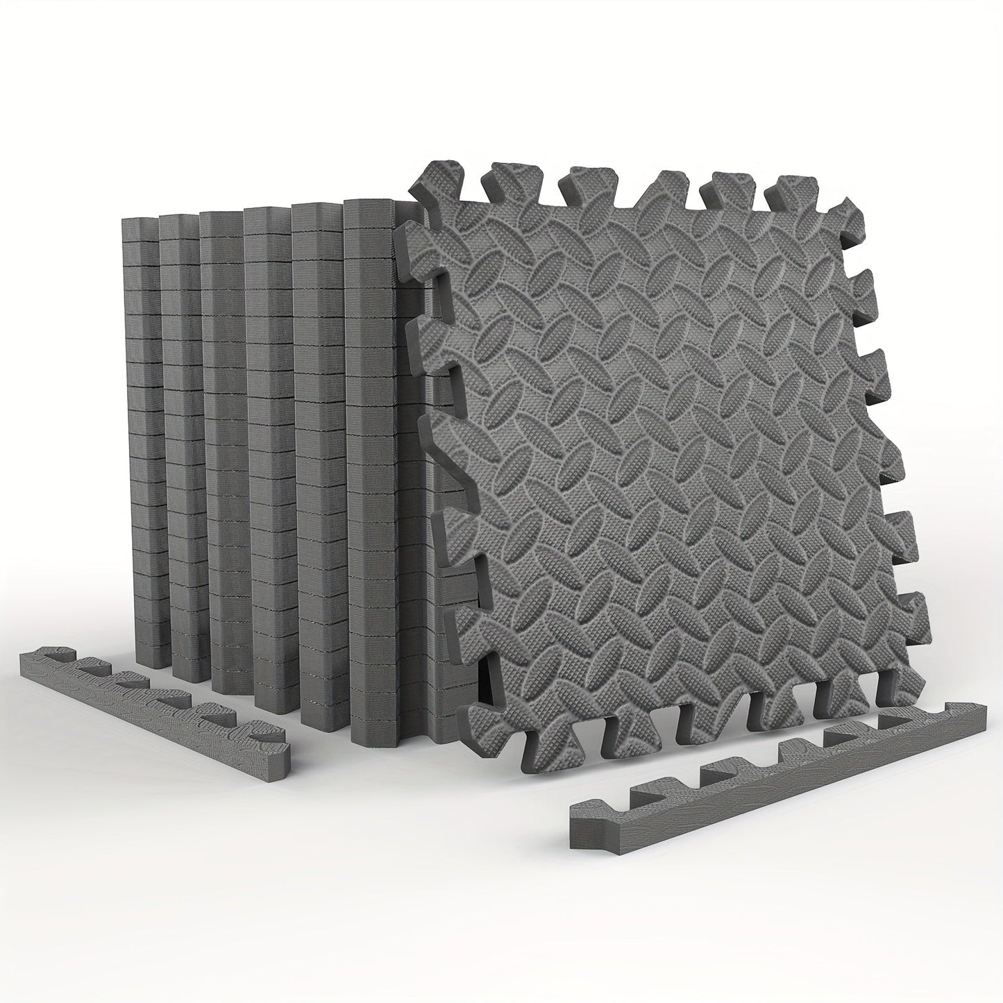 EVA Interlocking Gym Floor Mats 20 or 60 Pack – Thick Impact-Resistant Non-Slip Waterproof Foam Puzzle Tiles for Home Gym, Yoga, Weightlifting & Exercise, Black