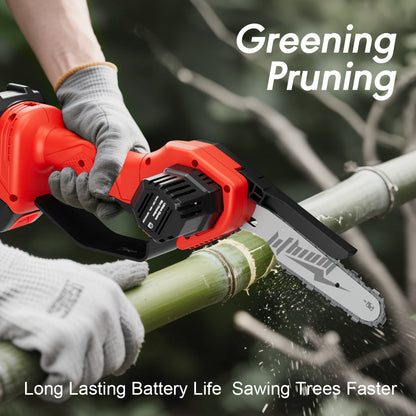 Mini Chainsaw Cordless 6 Inch Battery Powered Electric Chainsaw with Safety Guard Adjustable Chain Ergonomic Grip for Tree Trimming Branch Cutting Yard Work - Gift for DIY Home Garden Outdoor