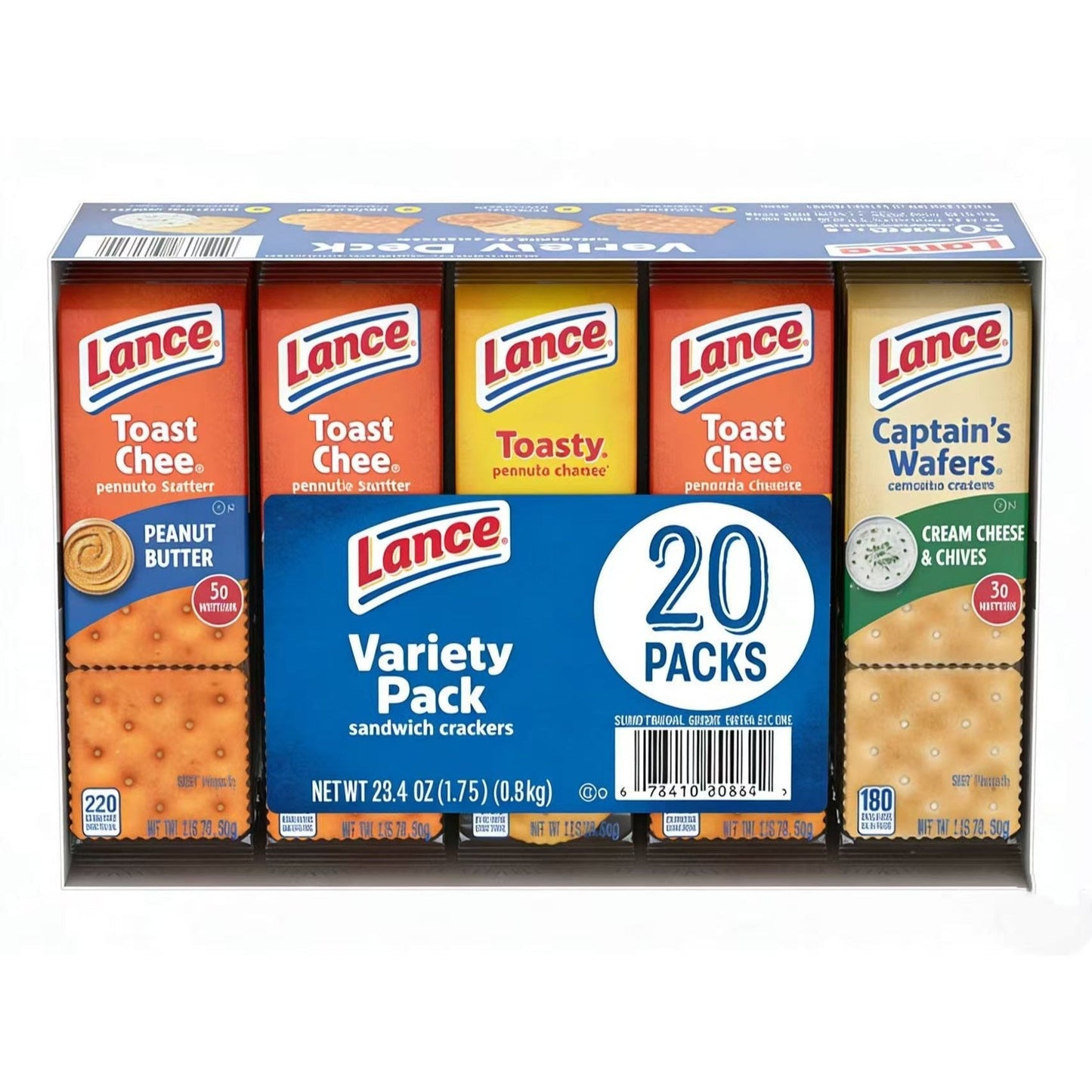Lance Sandwich Crackers Variety Pack Peanut Butter Cheese Classic Flavors Individually Wrapped 20 or 40 Count Snack Pack