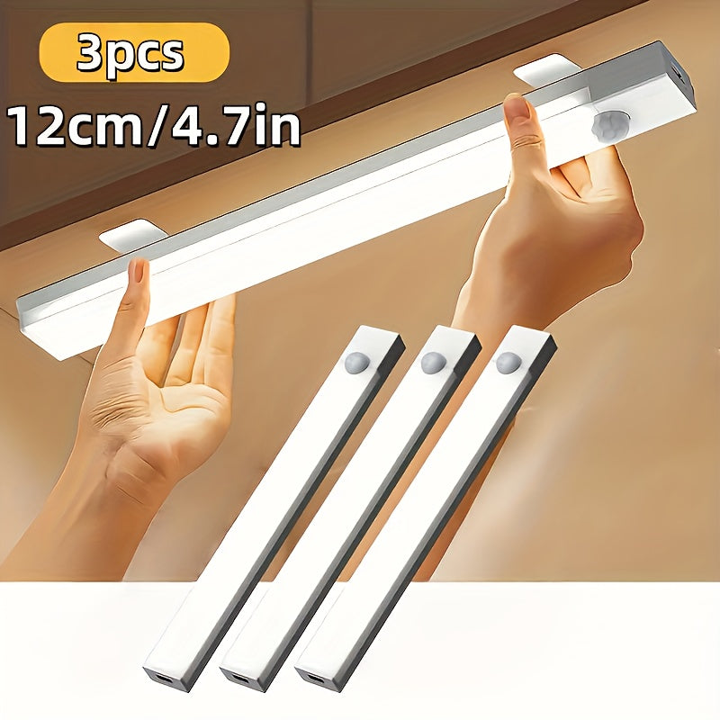 Motion Sensor LED Cabinet Light USB Rechargeable – Smart Wireless Under Cabinet Lighting, 3-Speed Dimming, Night Light for Kitchen, Bedroom, Closet, Stairs, Hallway – 6 Pack or 3 Pack