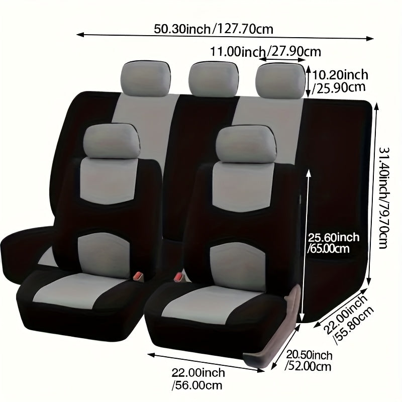 Universal 5-Seat Car Seat Covers Full Set – Breathable Wear-Resistant Fabric, All-Season Protection for Front & Rear Seats, Fits Most Car Models, Multiple Colors