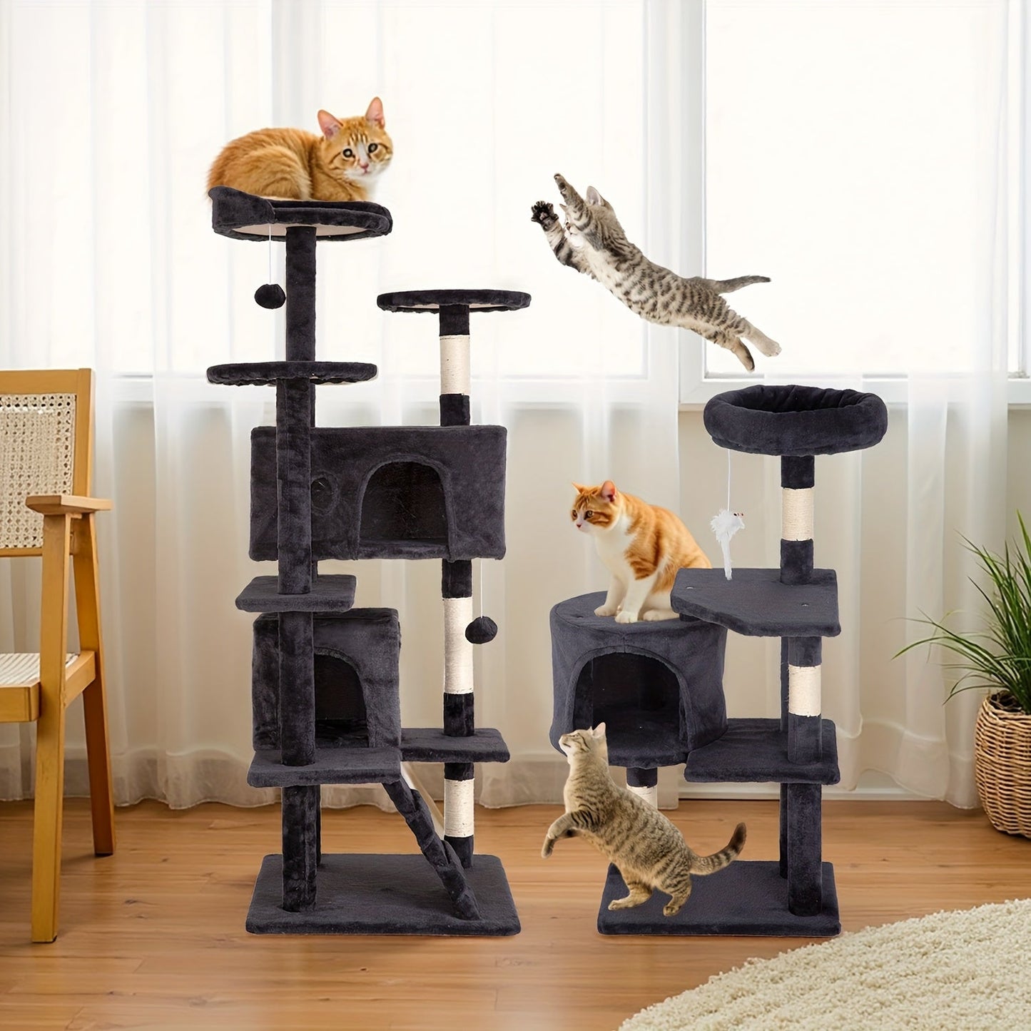 Multi-Level Cat Tree Tower with Scratching Post – Indoor Kitten Activity Center Playhouse, Easy to Assemble, Available in 22"/54"/60"/70" Heights & 7 Colors, Perfect Cat Gift