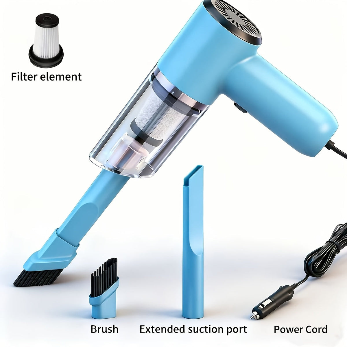 Cordless Car Vacuum Cleaner 7KPa Strong Suction – 80dB Quiet, 3 Nozzles, USB Rechargeable Handheld Portable Auto Vacuum for Car Interior Home Pet Hair, Gift for Women Drivers