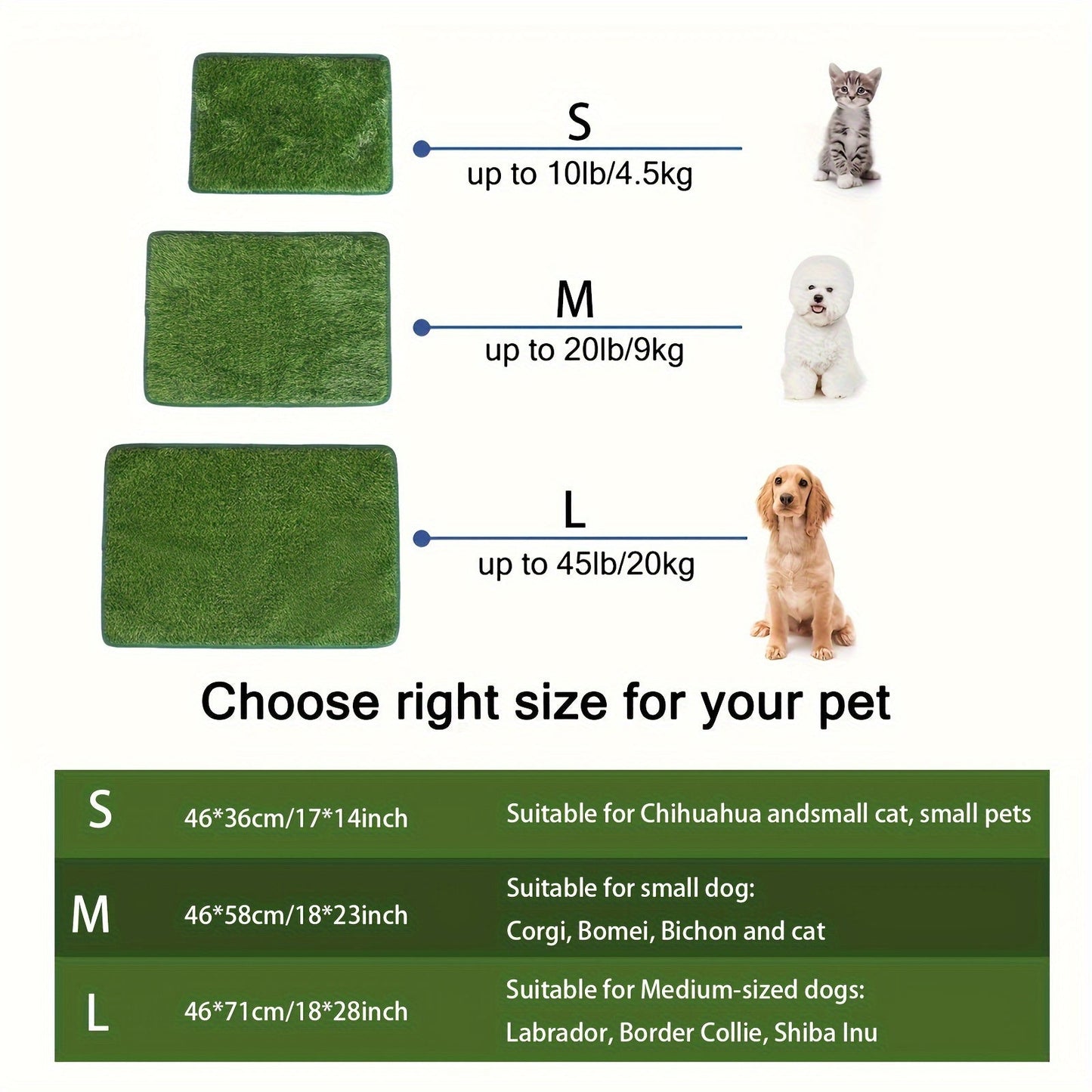 Washable Reusable Dog Toilet Training Pad – Anti-Odor Artificial Grass Pee Pad with Poop Bag, Indoor & Outdoor Use, M & L Sizes, Black Silhouette Design