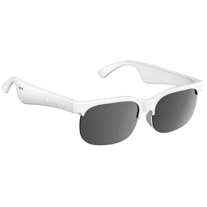 Bluetooth Audio Glasses 2-in-1 Wireless Smart Glasses with Built-in Stereo Speakers USB-C Charging Lightweight Open Ear Sunglasses for Music Gaming Video Calls Compatible with iPhone Android Black White