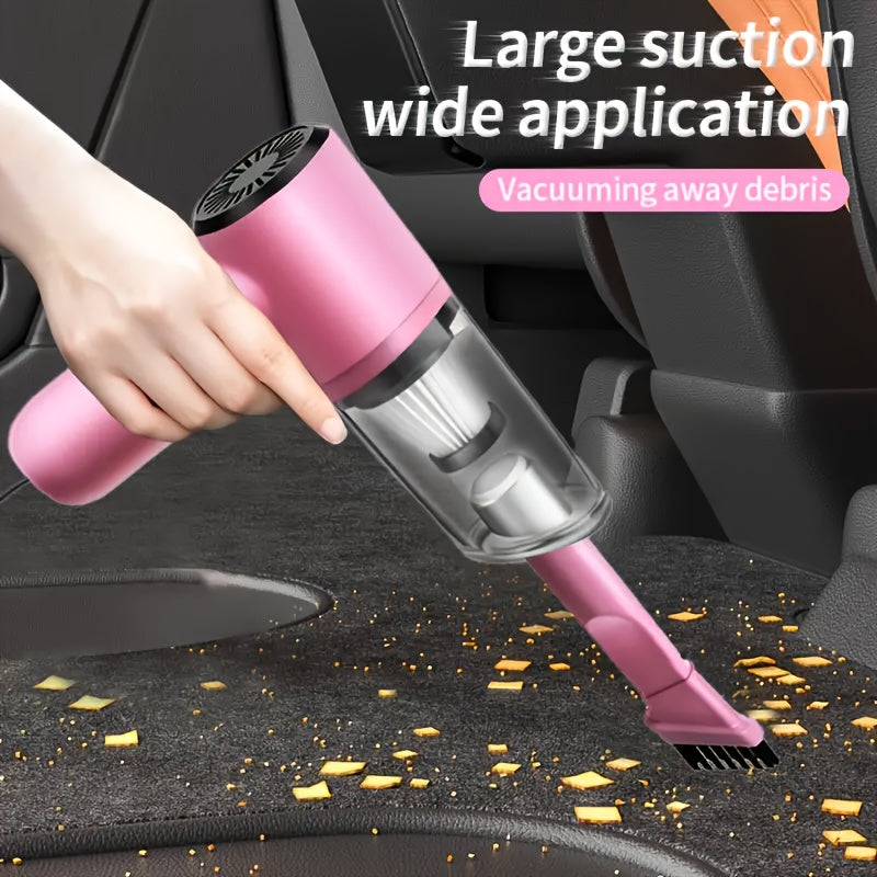 Pink Mini Handheld Car Vacuum Cleaner Strong Suction Dry Wet Cleaning for Pet Hair Cat Hair Multifunctional Portable Cordless Cute Design for Women Girls