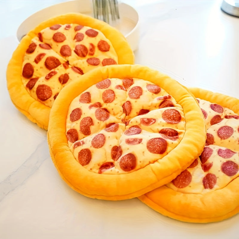 Squeaky Pepperoni Pizza Plush Dog Toy – Soft Polyester Interactive Squeaker Chew Toy for All Breeds, Fun Food-Themed Dog Toy for Puppies & Adult Dogs