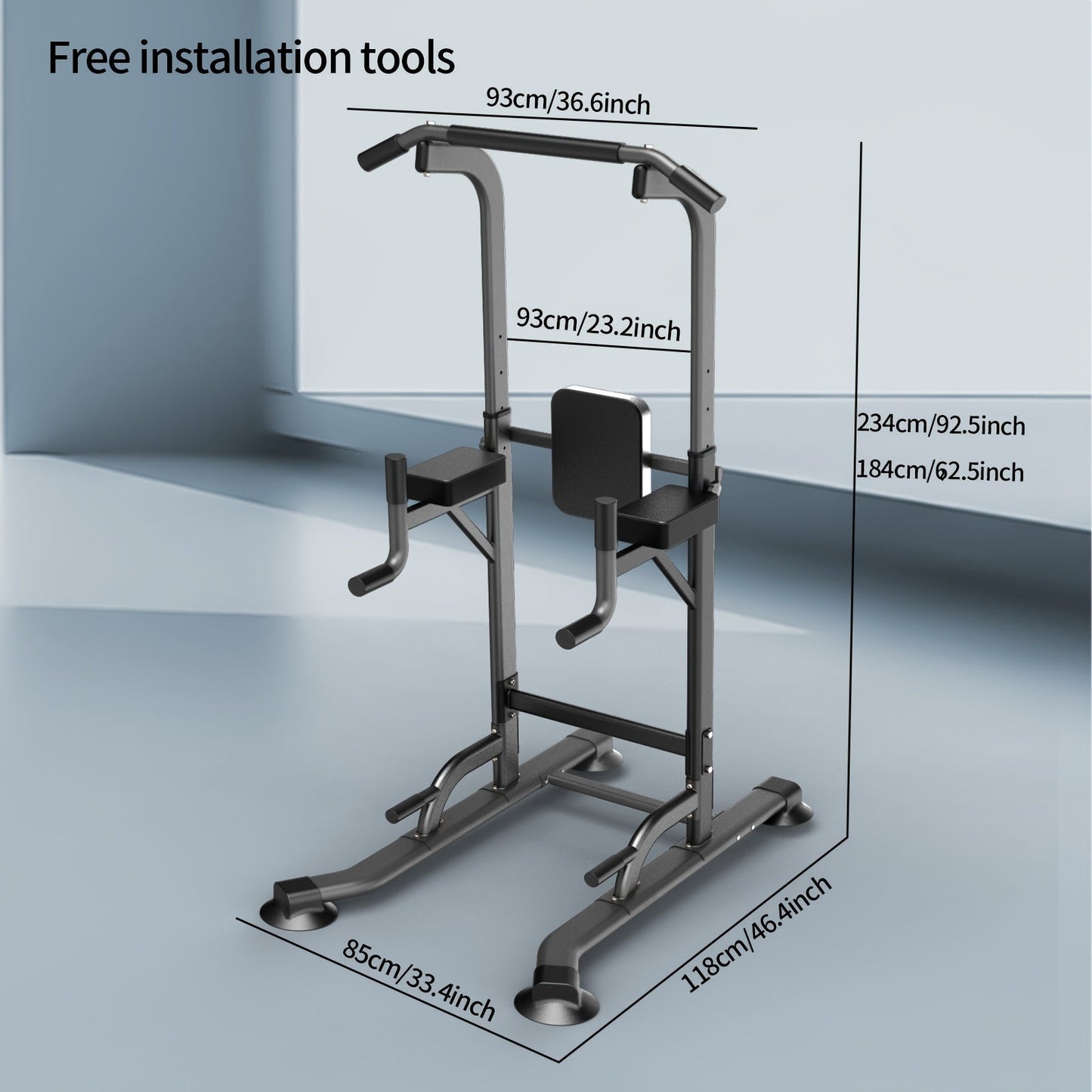 Freestanding Pull-Up Bar & Parallel Bar Station – Multifunctional Home Gym Equipment for Adults, Upper Body Strength Training, Dips Chin-Ups Push-Ups, Heavy Duty Single Parallel Bar Frame