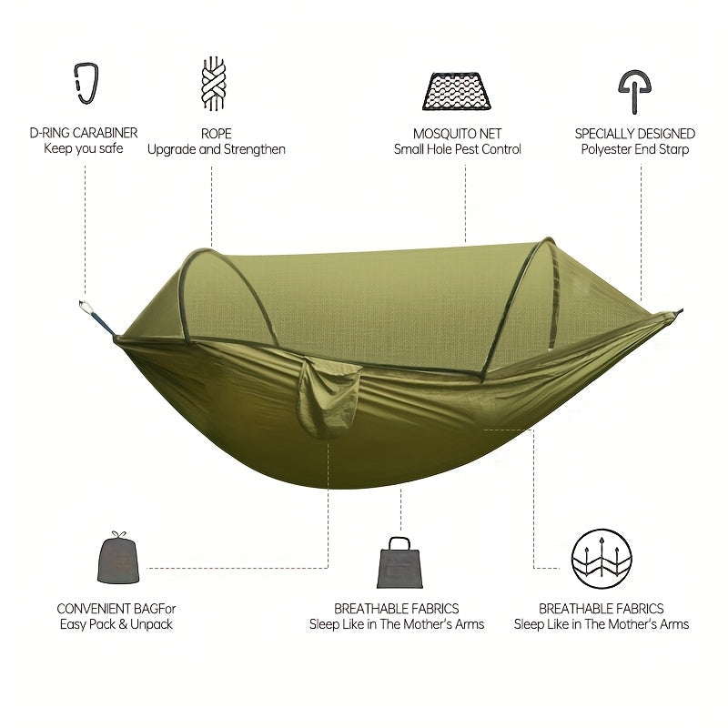 3-in-1 Double Camping Hammock with Mosquito Net and Sun Shade – Lightweight Portable Durable, Ideal for Camping Hiking Backpacking Picnicking Parks, 7 Color Options
