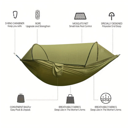 3-in-1 Double Camping Hammock with Mosquito Net and Sun Shade – Lightweight Portable Durable, Ideal for Camping Hiking Backpacking Picnicking Parks, 7 Color Options