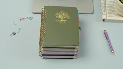 A5 Hardcover 5-Subject Spiral Notebook Journal – 300 College-Ruled Pages with Removable Divider Tabs & Pocket, 6.1" x 8.4" Lined Notebook for Work, School & Note Taking, Back to School Supplies