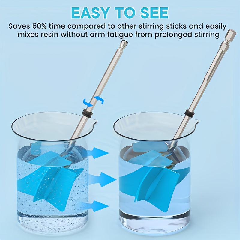 Resin Stirring Paddles 6 Pcs Reusable Epoxy Mixer Drill Attachment Multi-Size Reduces Air Bubbles DIY Resin Art Casting