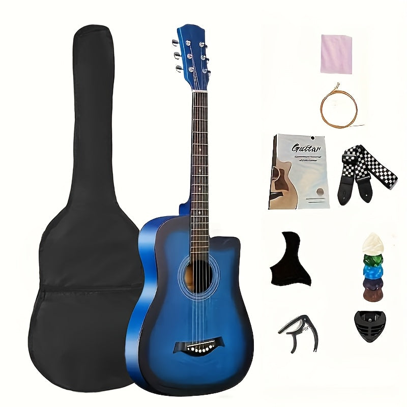 38-Inch Basswood Acoustic Guitar for Beginners – Full-Size Folk Style Steel String Guitar with Rich Warm Tone, Ideal for Practice, Performance & Learning, Available in 5 Colors