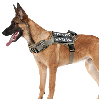 Tactical MOLLE Dog Harness – No-Pull Adjustable Reflective Pet Vest with Control Handle, Service Dog Training Harness for Easy Walking, No Pulling Tugging or Choking