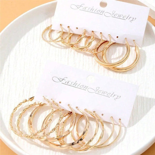 16Pcs Minimalist Metal Twist Earrings Set for Women – Hypoallergenic Gold Stud & Hoop Earring Gift Set for Daily Wear, Parties & Special Occasions