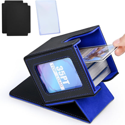 TCG Deck Box 100+ Double Sleeved Cards Commander Display Card Storage Case with 2 Dividers Top Sleeve Compatible with MTG Magic the Gathering Pokemon Yu-Gi-Oh Trading Card Game Black Gray Blue Purple Green