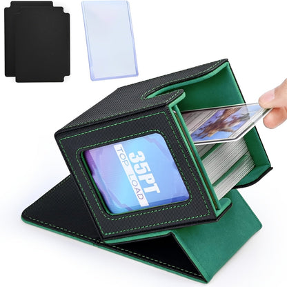 TCG Deck Box 100+ Double Sleeved Cards Commander Display Card Storage Case with 2 Dividers Top Sleeve Compatible with MTG Magic the Gathering Pokemon Yu-Gi-Oh Trading Card Game Black Gray Blue Purple Green