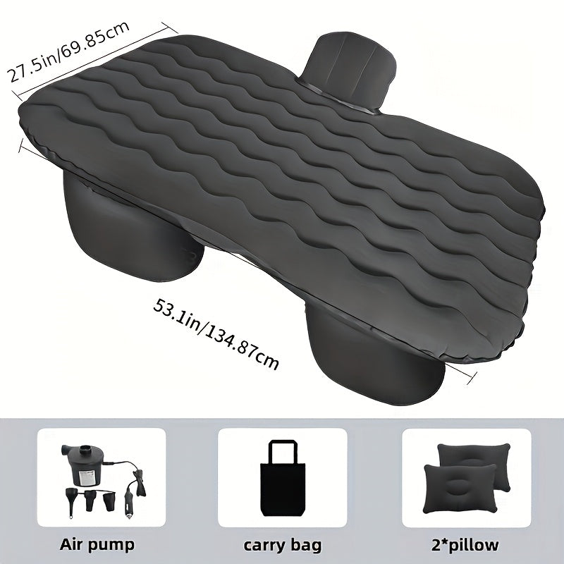 Inflatable Car Mattress for Back Seat SUV Truck MPV – Portable Air Bed with 2 Pillows for Camping Road Trips Outdoor Travel Dark Blue