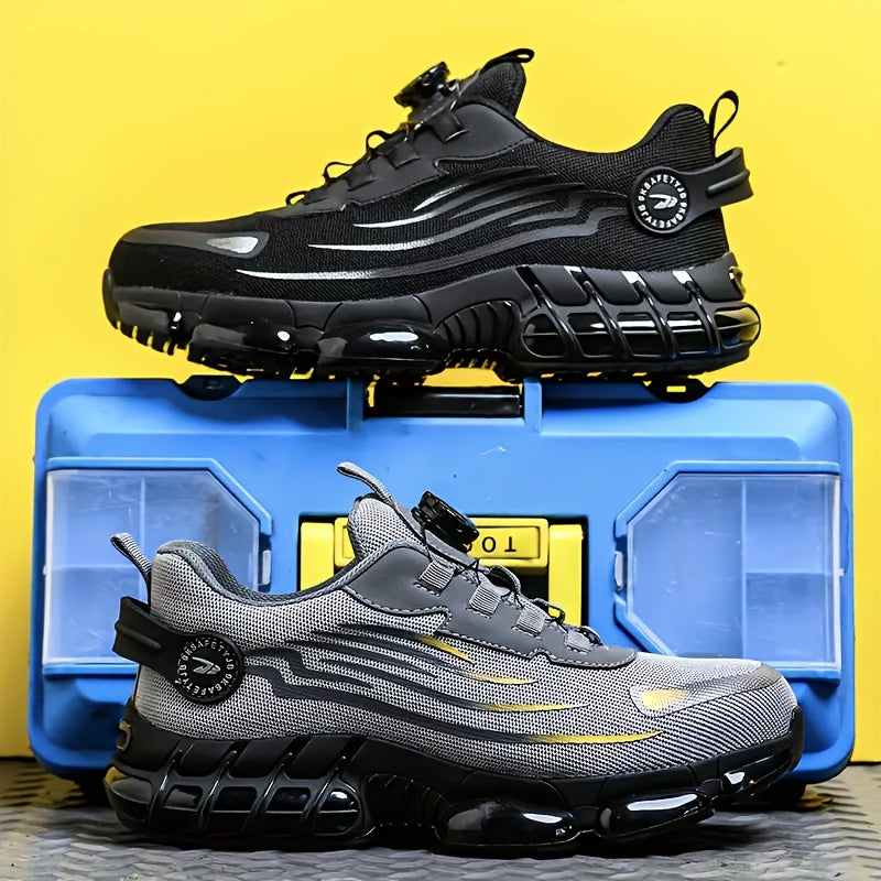 Steel Toe Work Shoes for Men Slip Resistant Safety Boots Breathable Composite Toe Sneakers Abrasion Resistant Construction Work Boots Black Dark Gray US 6-11