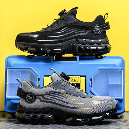 Steel Toe Work Shoes for Men Slip Resistant Safety Boots Breathable Composite Toe Sneakers Abrasion Resistant Construction Work Boots Black Dark Gray US 6-11